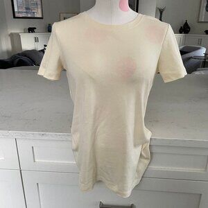 Eddie Bauer Casual SS Crew Neck Cotton Poly Blend TShirt Top Pale Yellow Sz M